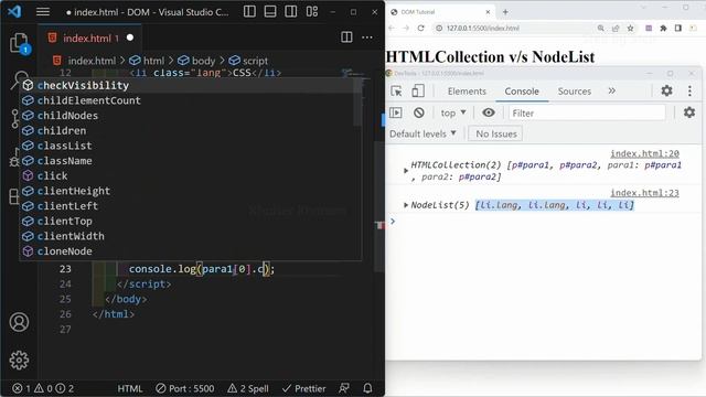 JavaScript DOM - nodeName v/s tagName  ||Tutorial - 26|| JavaScript Tutorial for Beginners  - 96