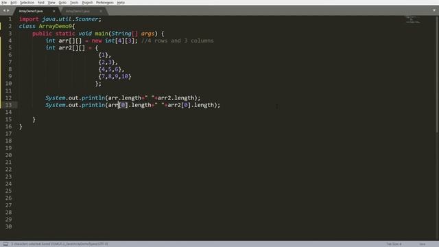 Java Array Part-5 (Declaration, Initialization, length and access of 2D Array Practical Demo)