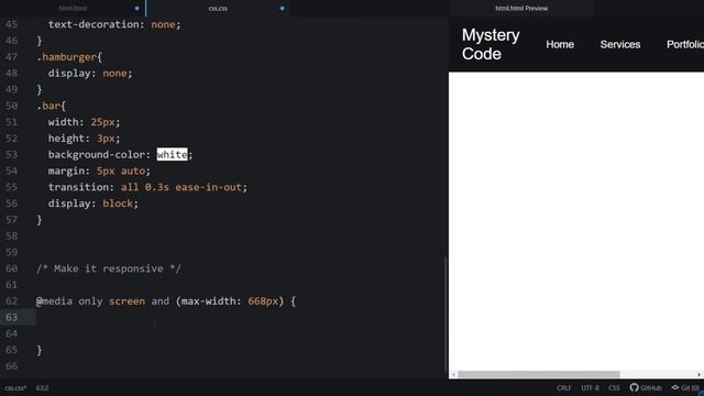 Responsive Navigation Menu bar using HTML & CSS