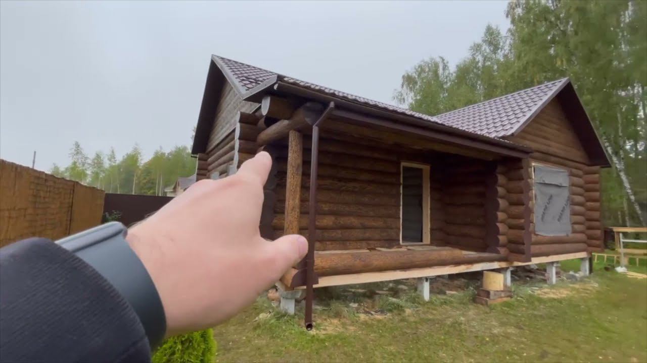 Отделка сруба дома 7x10 метров с шикарой колеровкой | "Русский Сруб" смотреть онлайн