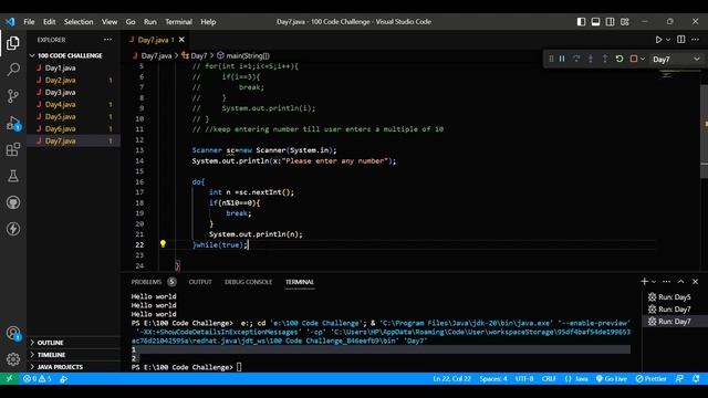 Day 7 of Mastering Java  - Unleashing the 'do-while' Loop, Break, and Continue Statements