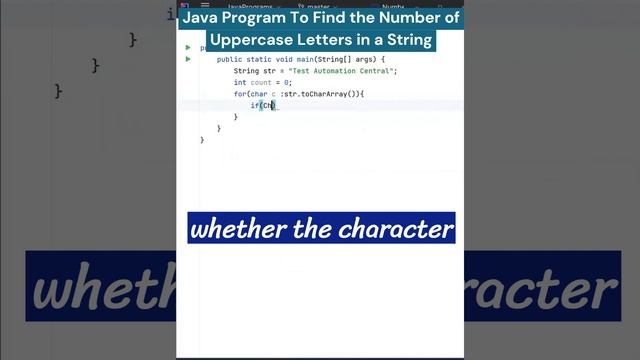 Java Program To Find the Number of Uppercase Letters in a String | Java Interview Question & Answer