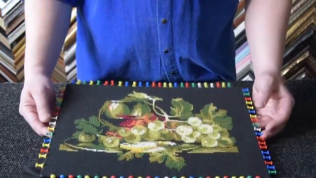 Натяжка вышивки на черной канве смотреть онлайн