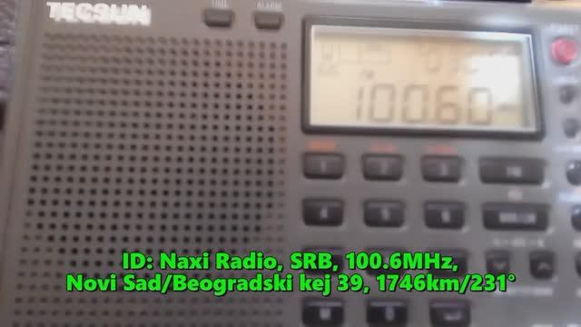 21.06.2020 09:58UTC, [Es], Naxi Radio, Сербия, 100.6МГц, 1746км, 300Ватт