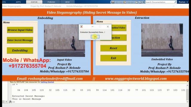 Matlab Code for Secret Key Based Video Steganography full Source Code