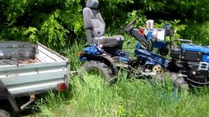 Самодельный минитрактор. Вывоз дров по бездорожью.