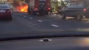 ДТП на выезде из Минска: Audi влетела в бус и загорелась