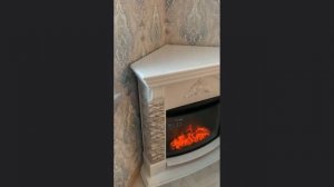 Угловой электрокамин RealFlame Athena с очагом Evrika 25,5 LED Белый дуб