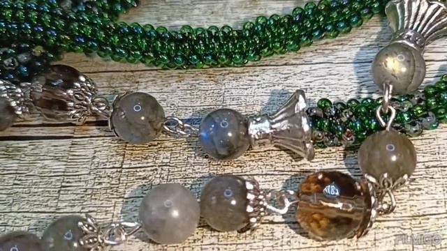 Сотуар и серьги из бисера и натуральных камней.#бижутерияручнойработы #натуральныекамни #бисер