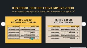 Типы соответствия минус-слов в Google Ads с примерами