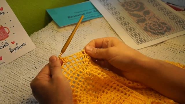 Филейная ТУНИКА "Желтые цветы" Вязание КРЮЧКОМ , crochet blouse ( В №196) смотреть онлайн