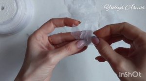 Белый цветок из органзы для платья #мастеркласс #ручнаяработа #белыйцветок