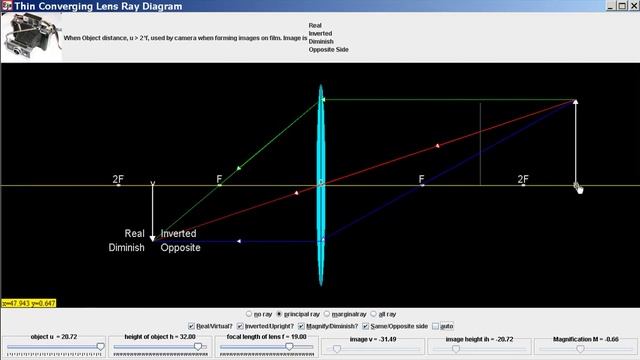 Ejs open source converging & diverging Lens object image high school java applet смотреть онлайн