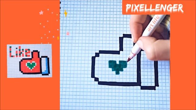 Как рисовать по клеточкам Новогодний Лайк Рукавичка Простые рисунки How To Draw New Year Pixel Art