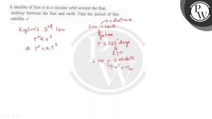 A satellite of Sun is in a circular orbit around the Sun, midway between the Sun and earth. Find...