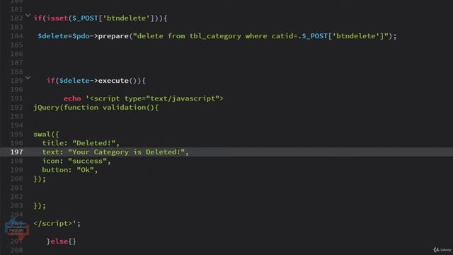 64|| Delete Button code||Category 5||Point of sale system in PHP || PHP  8|| #code