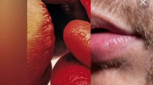 Страсть в поцелуях от губной помады,страстный красный