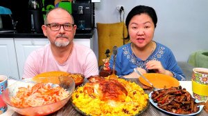 МУКБАНГ РИС С КУРОЧКОЙ В РУКАВЕ, АЧАЧУК, ОСТРЫЙ ПЕРЕЦ, БАКЛАЖАНЫ КАДИЧА ПО КОРЕЙСКИ