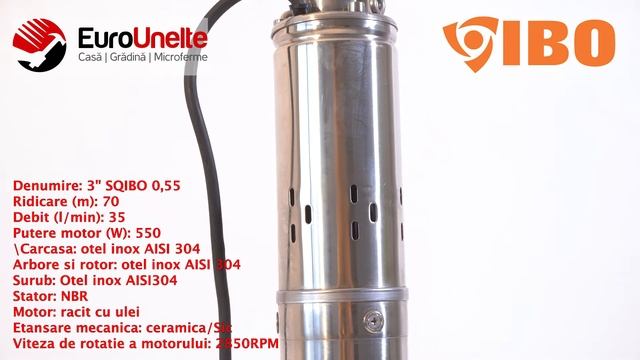 POMPA SUBMERSIBILA IBO DAMBAT SQIBO 3", 0.37 KW, DEBIT 30 L/MIN, H REFULARE 60M, CABLU 15M смотреть онлайн