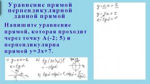 10 класс. Уравнение прямой перпендикулярной данной прямой