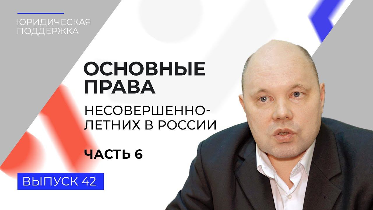 Юридическая поддержка. Выпуск 42. Основные права несовершеннолетних в России (часть 6)