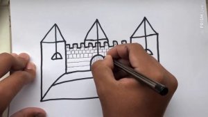 444 How to make Castle Sketch easy for beginners | World Drawings