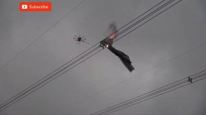 Очистка ЛЭП от мусора при помощи дрона. Cleaning an overhead electric line from debris using a dron