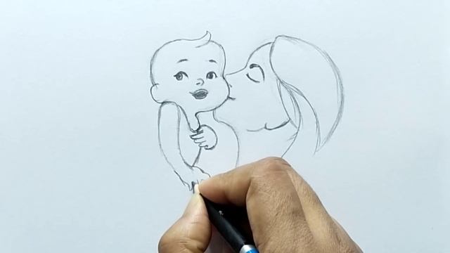 How to draw Mother's day drawing | Women's day drawing | Mother with baby drawing | easy drawing смотреть онлайн