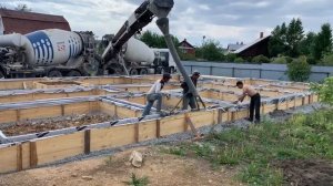 Заливка бетона транспортерной лентой 17 м