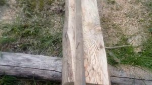 Распил бревна бензопилой на доски, брус -слеб бензопилой брус без пилорамы