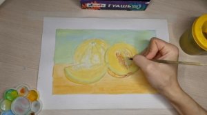 Рисуем дыню гуашью