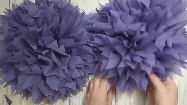 ПОМПОН из бумаги.  5 способов- из салфеток, тишью, кальки, пакетов.