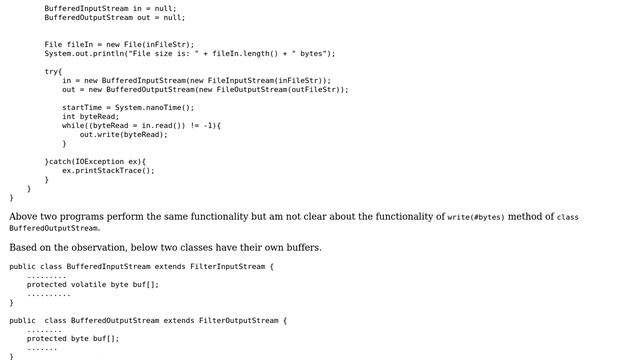 Software Engineering: Query on java I/O BufferedOutputStream write() method