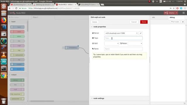 NodeRed +  CloudMQTT broker setup