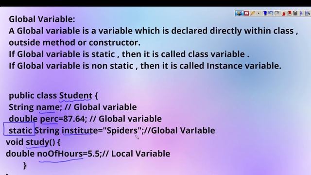 Java|Categories of method|Abstract method|Concrete method | Variables and types of variables.