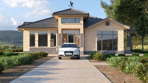 Проект дома 100 м2 с 2 спальнями и сауной