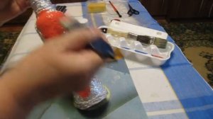 Декорирование бутылки фольгой.      № 121