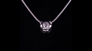 1.00 carat Diamond Solitaire Pendant 17 inch 18k White Gold Snake Chain EGL Cert