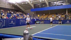 Andy Roddick and Ryan Harrison warming up