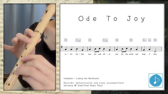 How to play ode to Joy - Recorder Tutorial #Recorder #sheetmusic смотреть онлайн