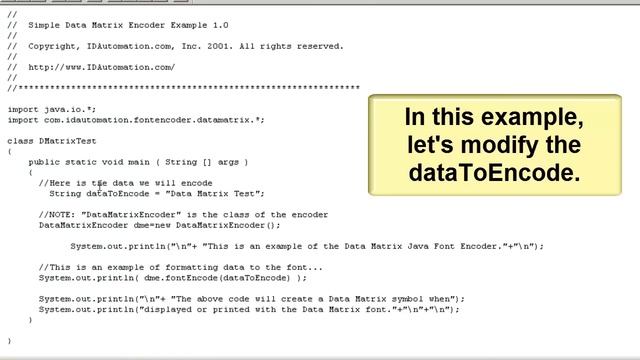 How to Create Data Matrix Barcodes using the Java Font Encoder and DM Fonts