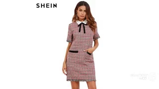 Одежда женская с Aliexpress - Платье  с контрастным воротником смотреть онлайн