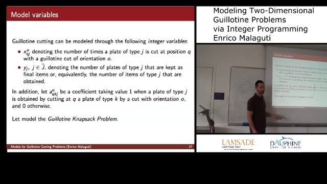 Enrico Malaguti - Modeling two dimentional guillotine problems via integer programming смотреть онлайн
