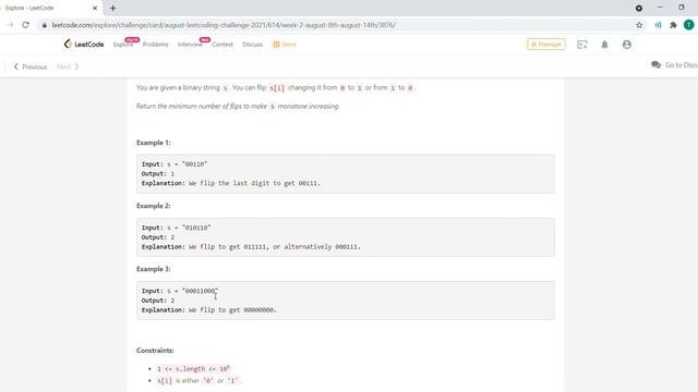 August 10/2021 LeetCode Challenge: Flip String to Monotone Increasing смотреть онлайн