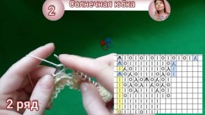 Солнечная юбка спицами. Простой ажурный узор.