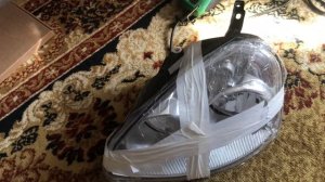 Установка чёрного потолка в приору, замена стёкл фар и туманки от МУС