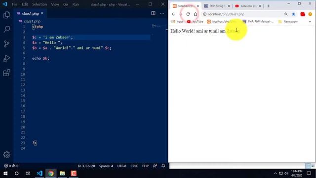 PHP String Operators Tutorial in Bangla | PHP Fundamentals Tutorial (String Operators)| part-13