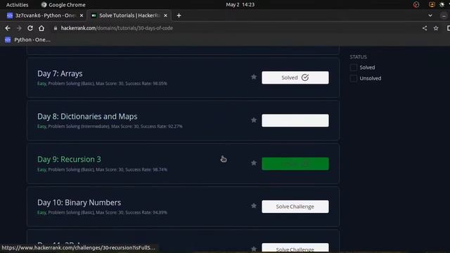 Python Code Practice 30 Days of Code on HackerRank