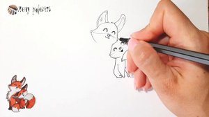 Рисуем Лису с лисенком / How to draw a fox/ Урок рисования