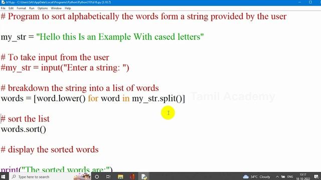 Learn Python - Part 22  | Sample Programs Using Sting Function in Python | தமிழ் அகாடமி